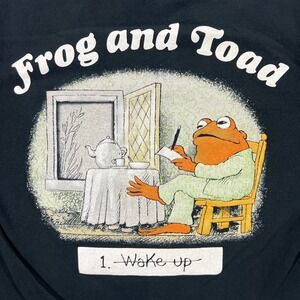 FROG & TOAD Graphic T-Shirt Unisex Medium Black Wake Up List Tee Whimsical